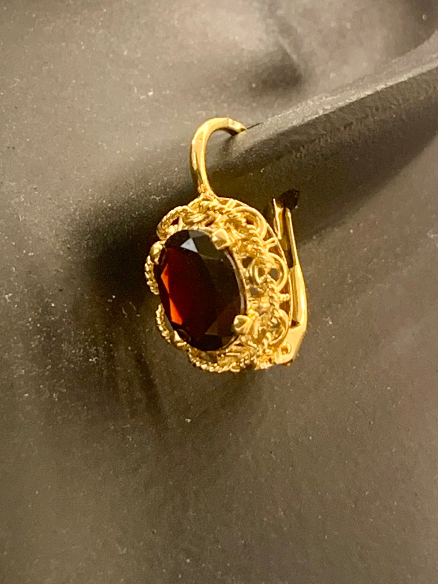Garnet and Gold Earrings