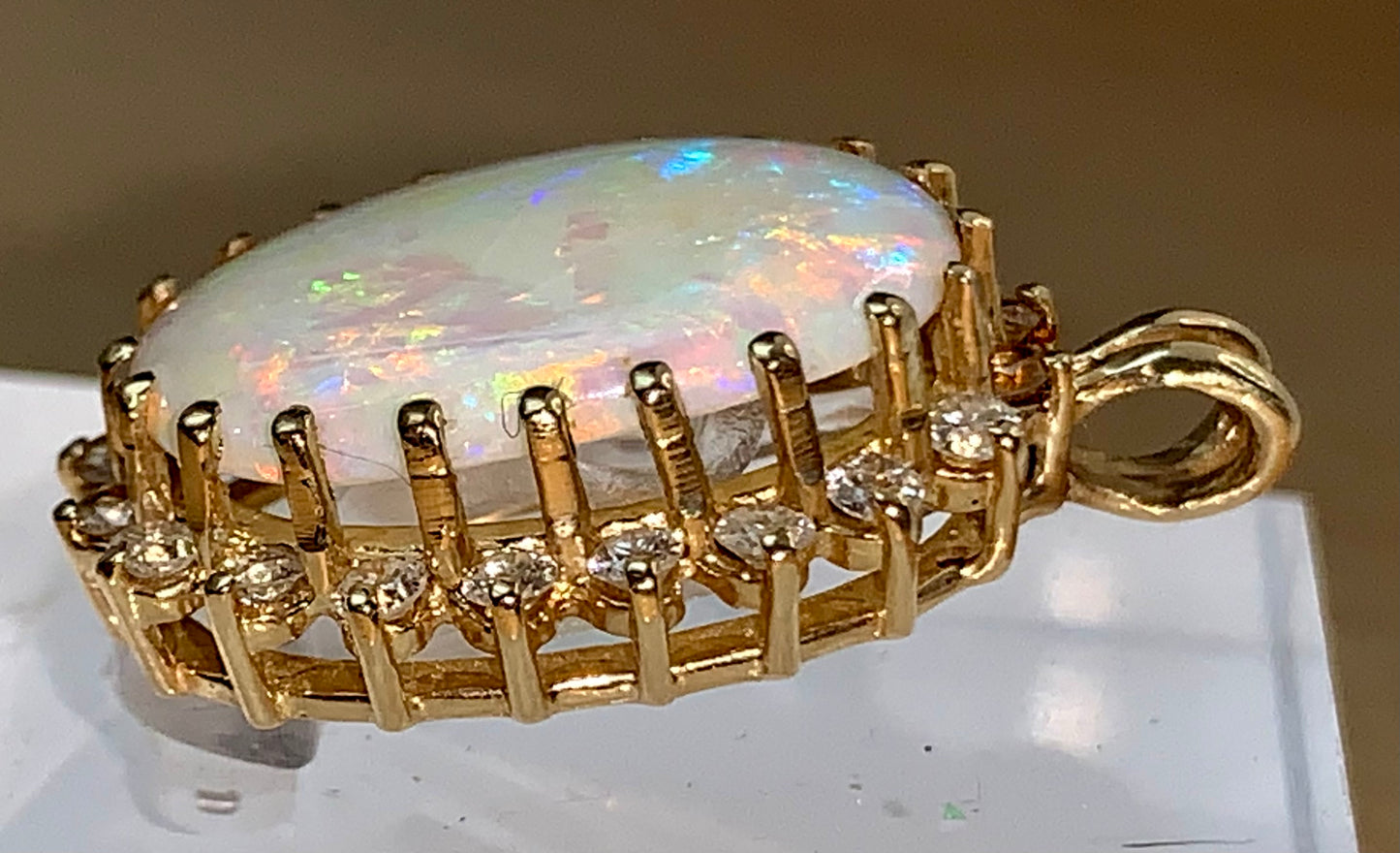 Opal & Diamond Cluster Pendant