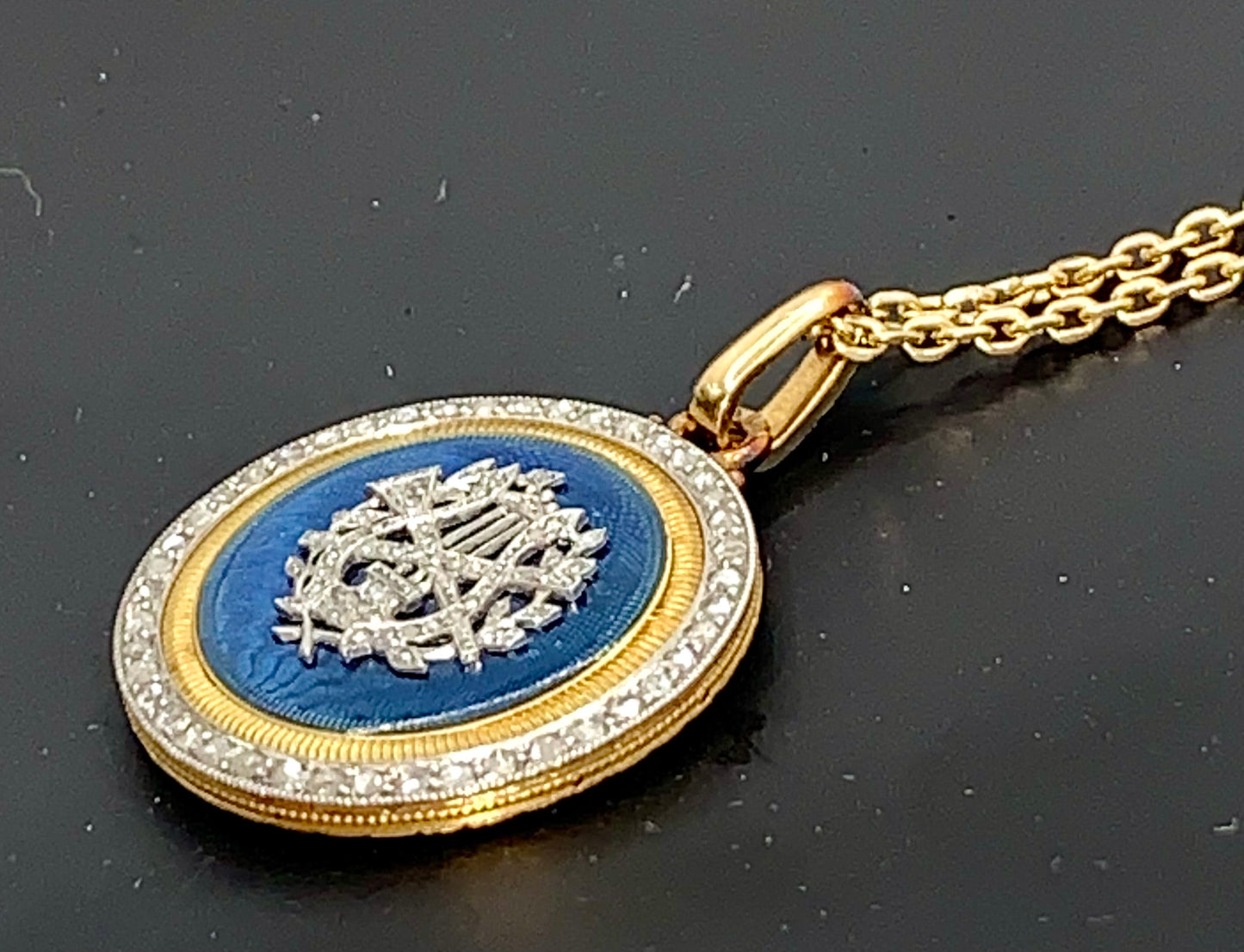 Victorian Diamond & Enamel Pendant