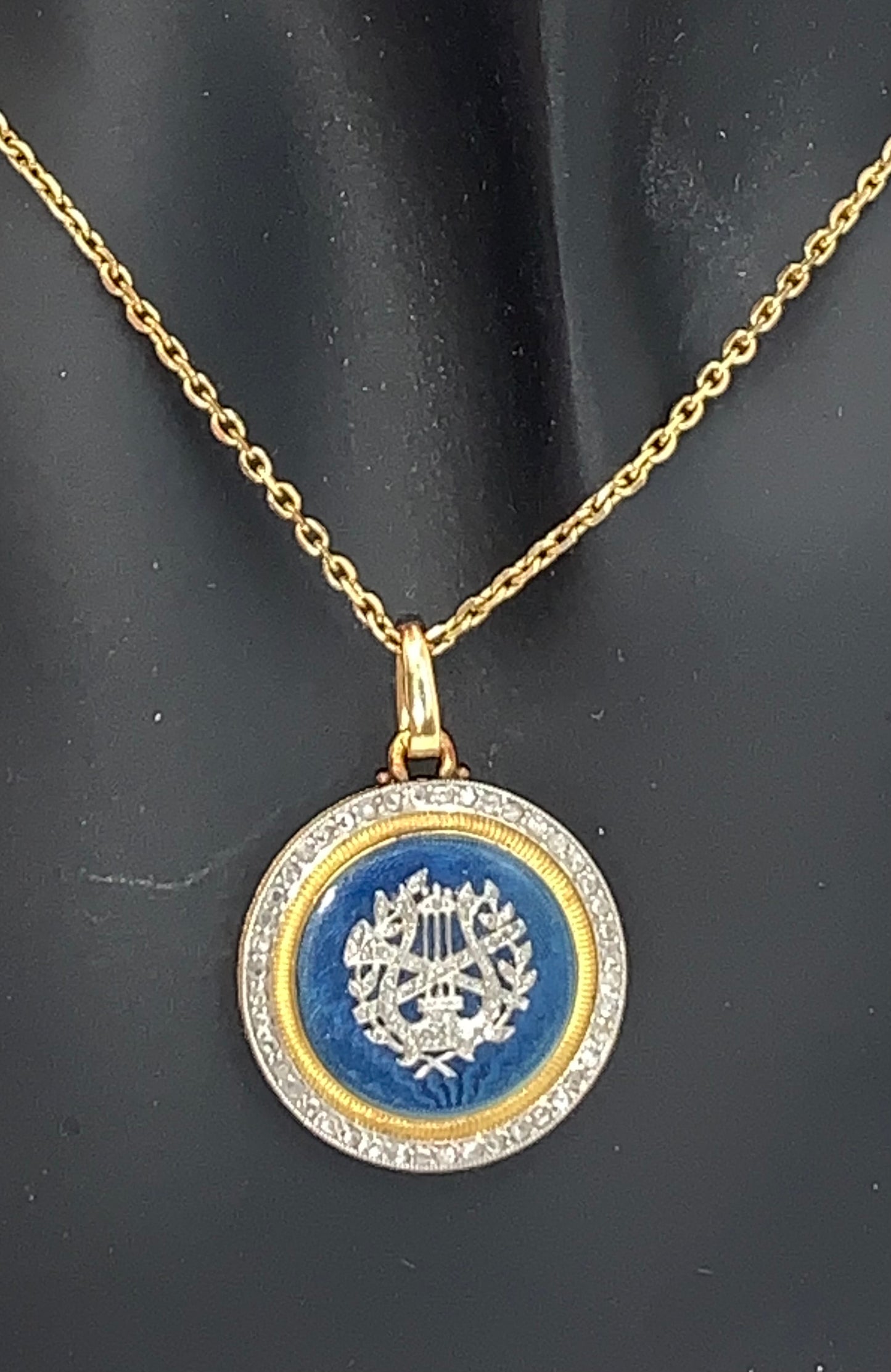 Victorian Diamond & Enamel Pendant