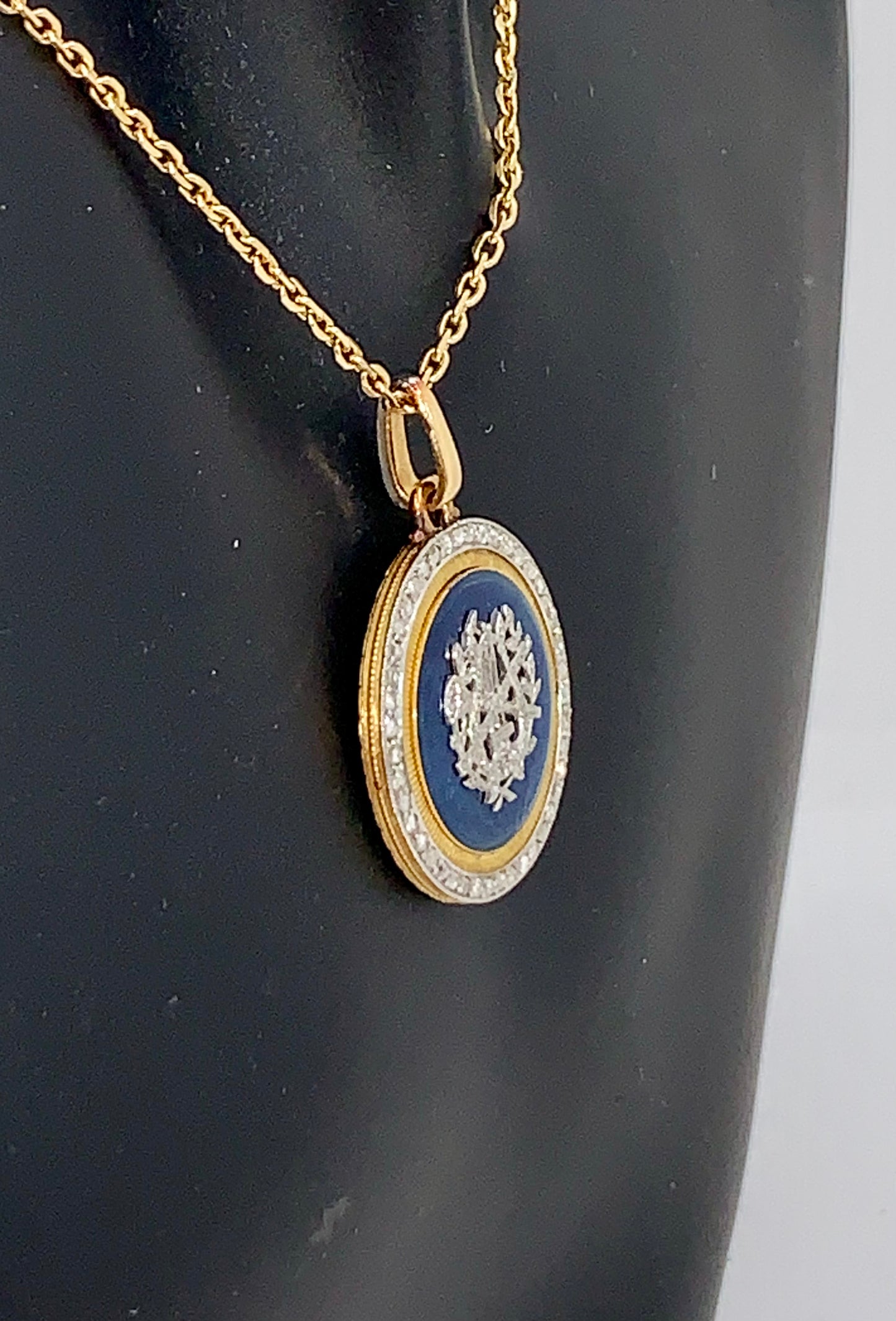 Victorian Diamond & Enamel Pendant