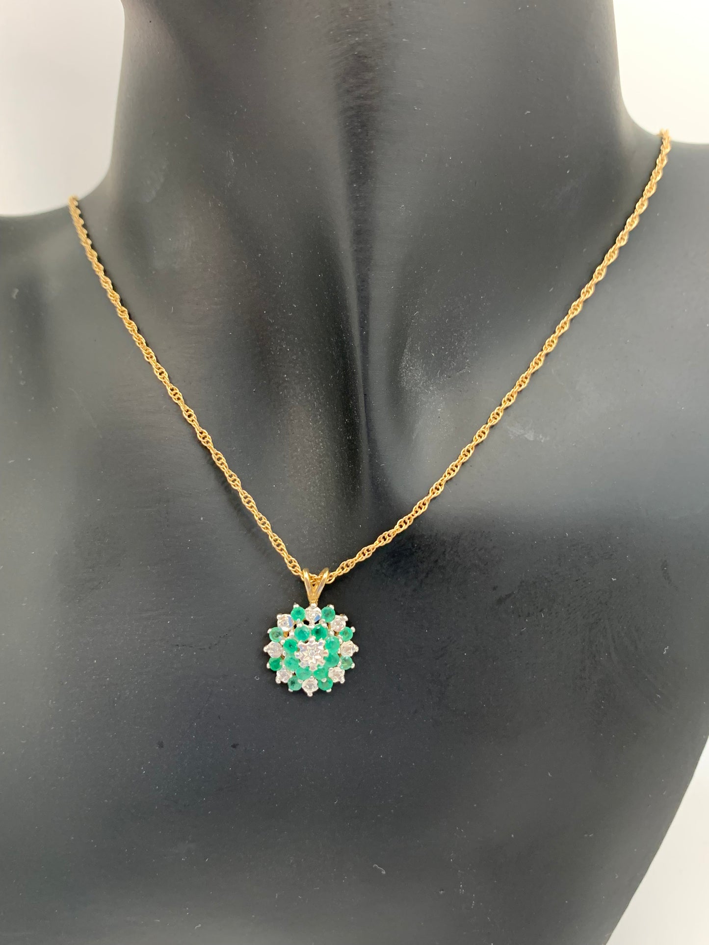 Emerald & Diamond Cluster Pendant