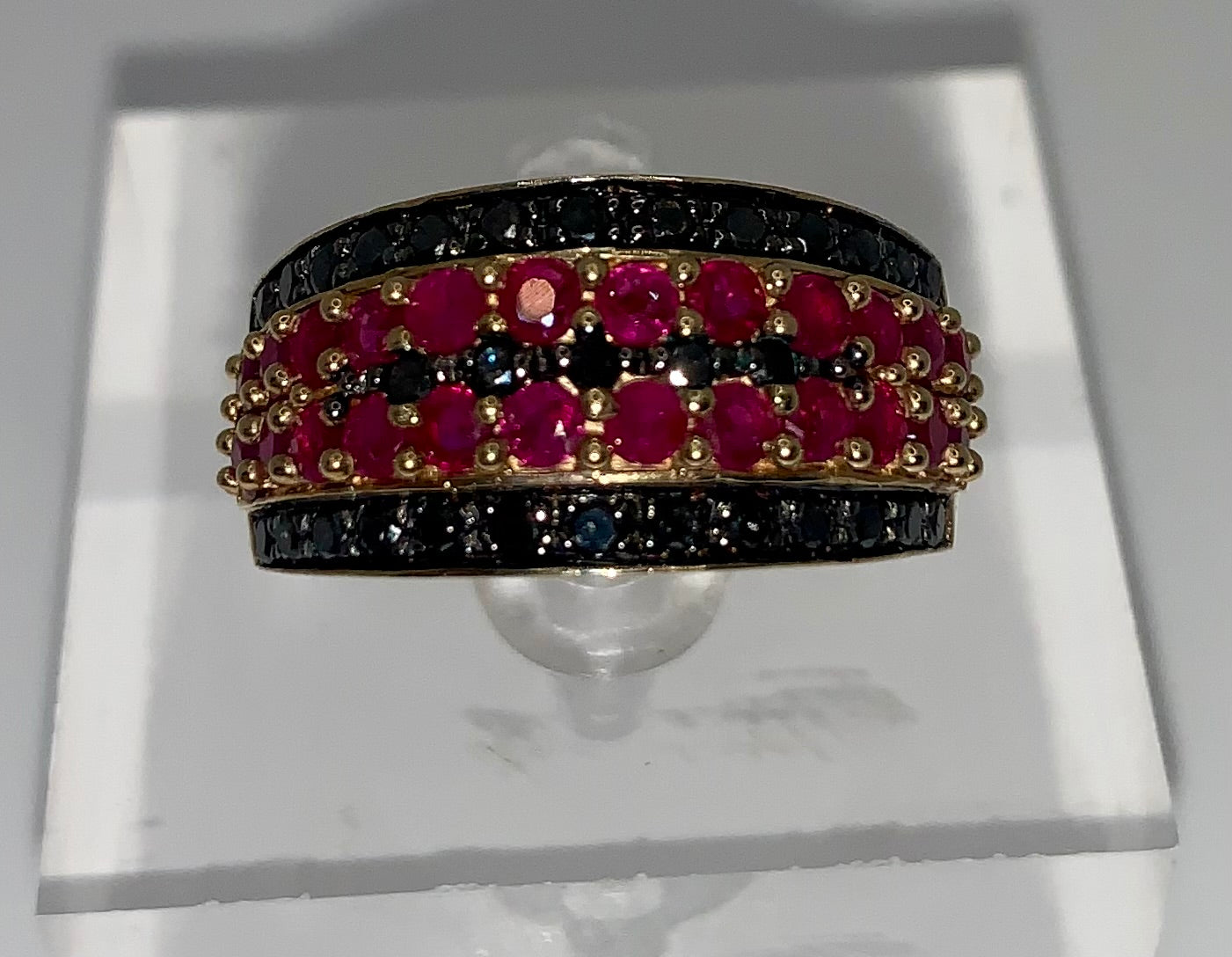 Black Diamond & Ruby Cluster Ring
