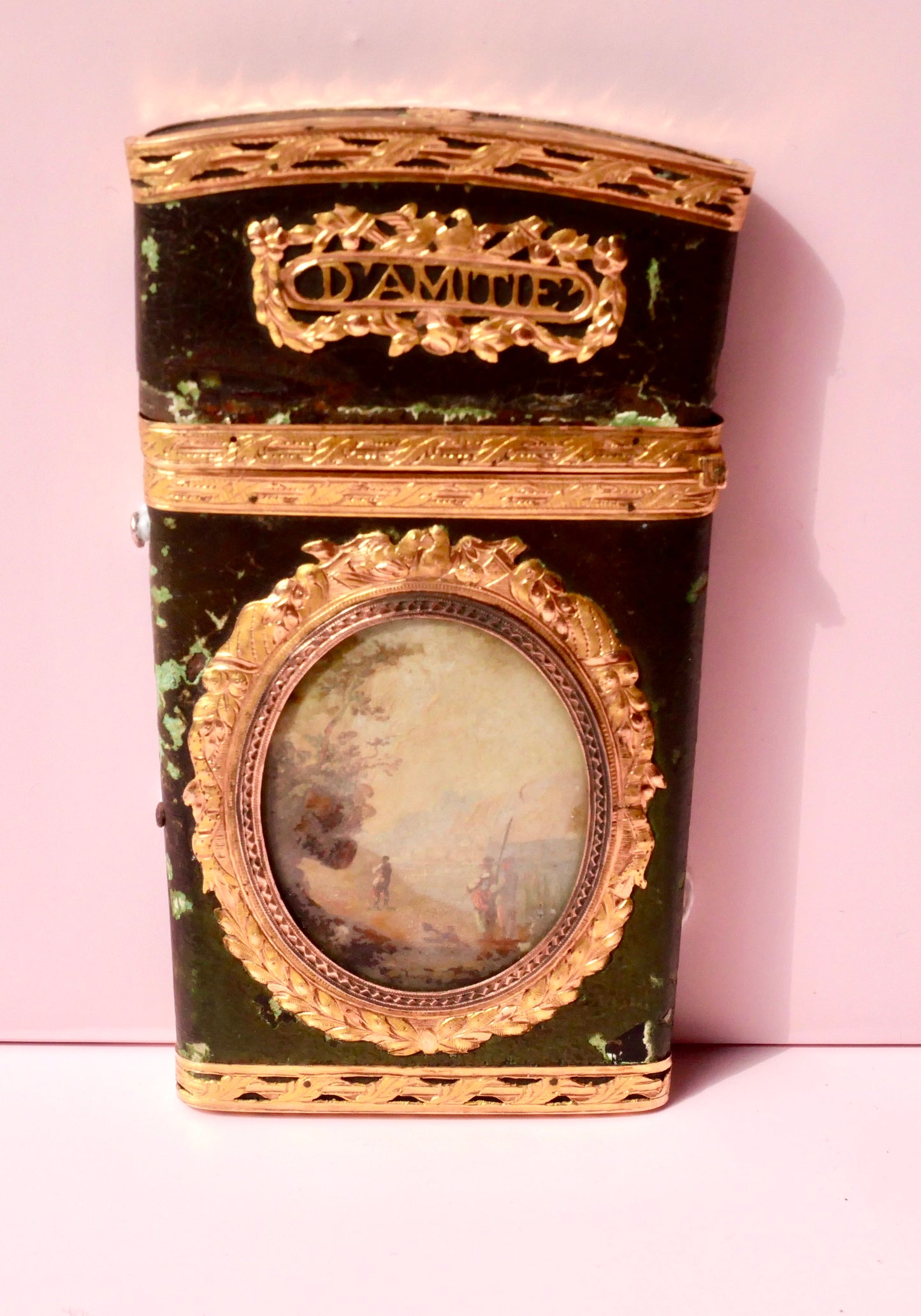 Late 18th Century French Leather & Gold Mounted 'Souvenir D'Amitié' Carnet de Bal (Dance Card)