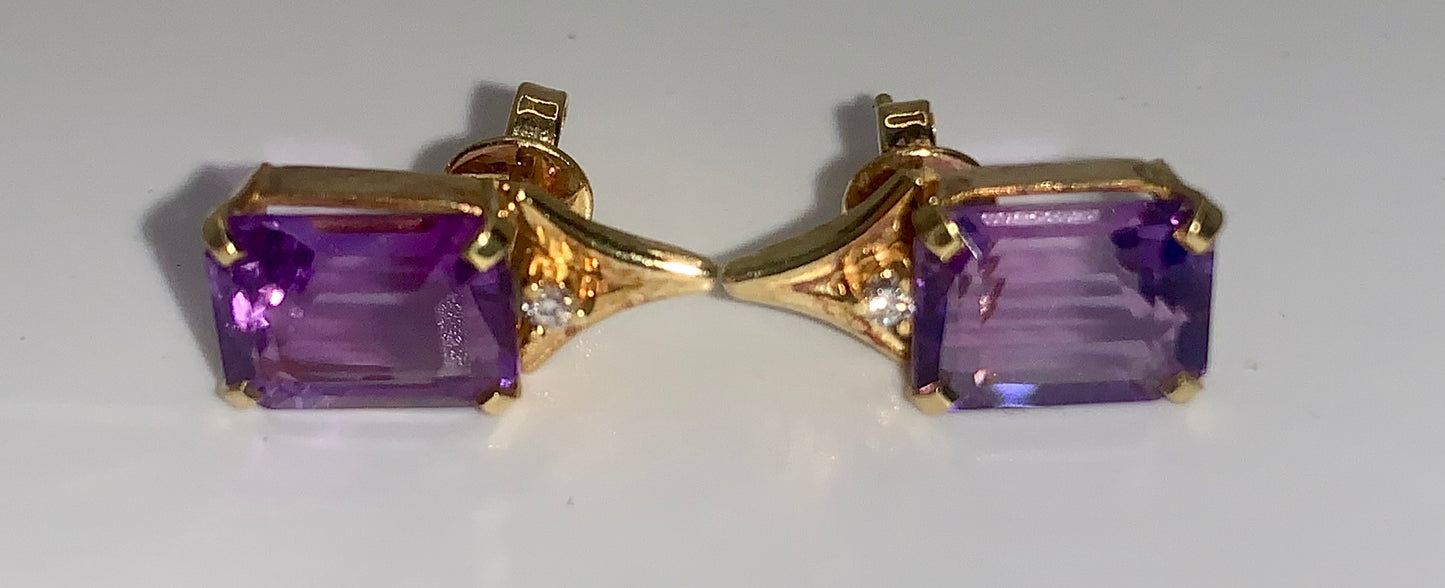 Amethyst and Diamond Earrings