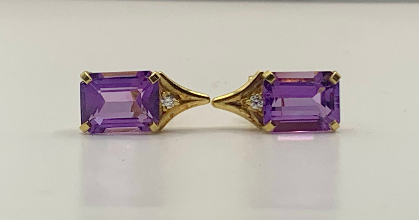 Amethyst and Diamond Earrings