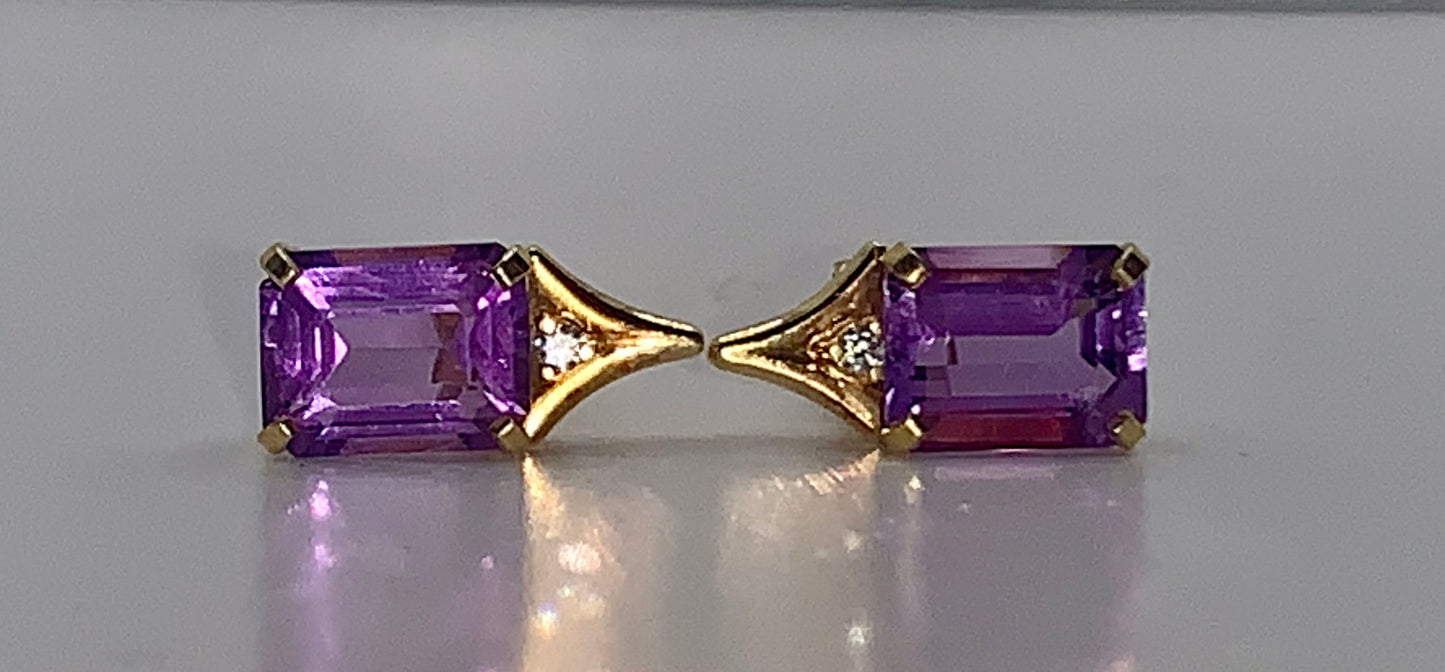Amethyst and Diamond Earrings