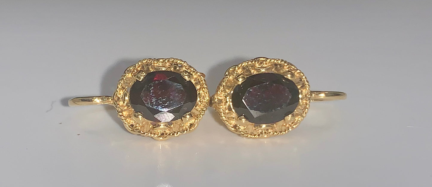 Garnet and Gold Earrings