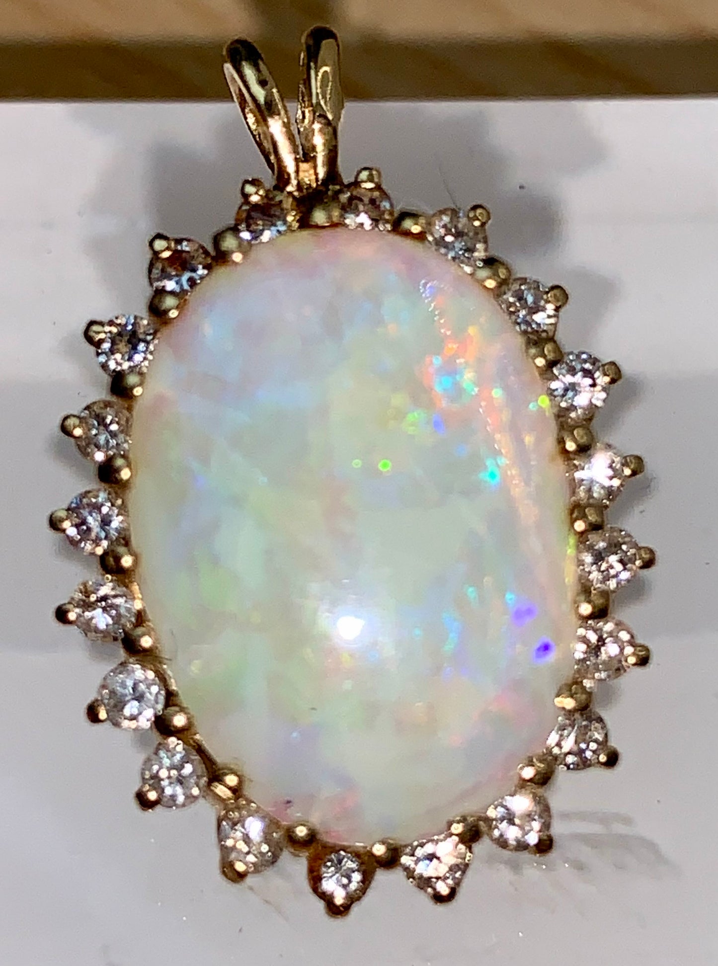 Opal & Diamond Cluster Pendant