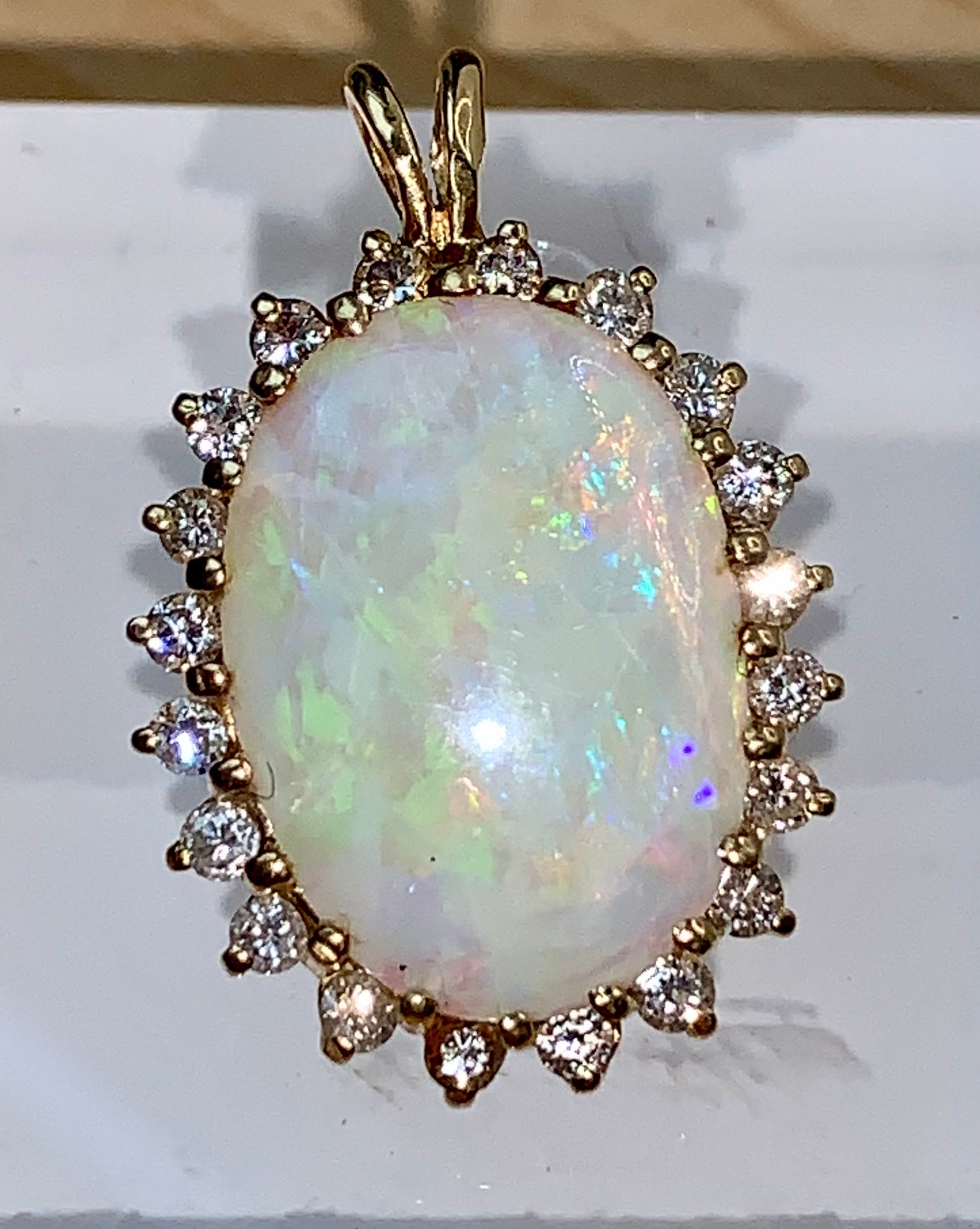 Opal & Diamond Cluster Pendant