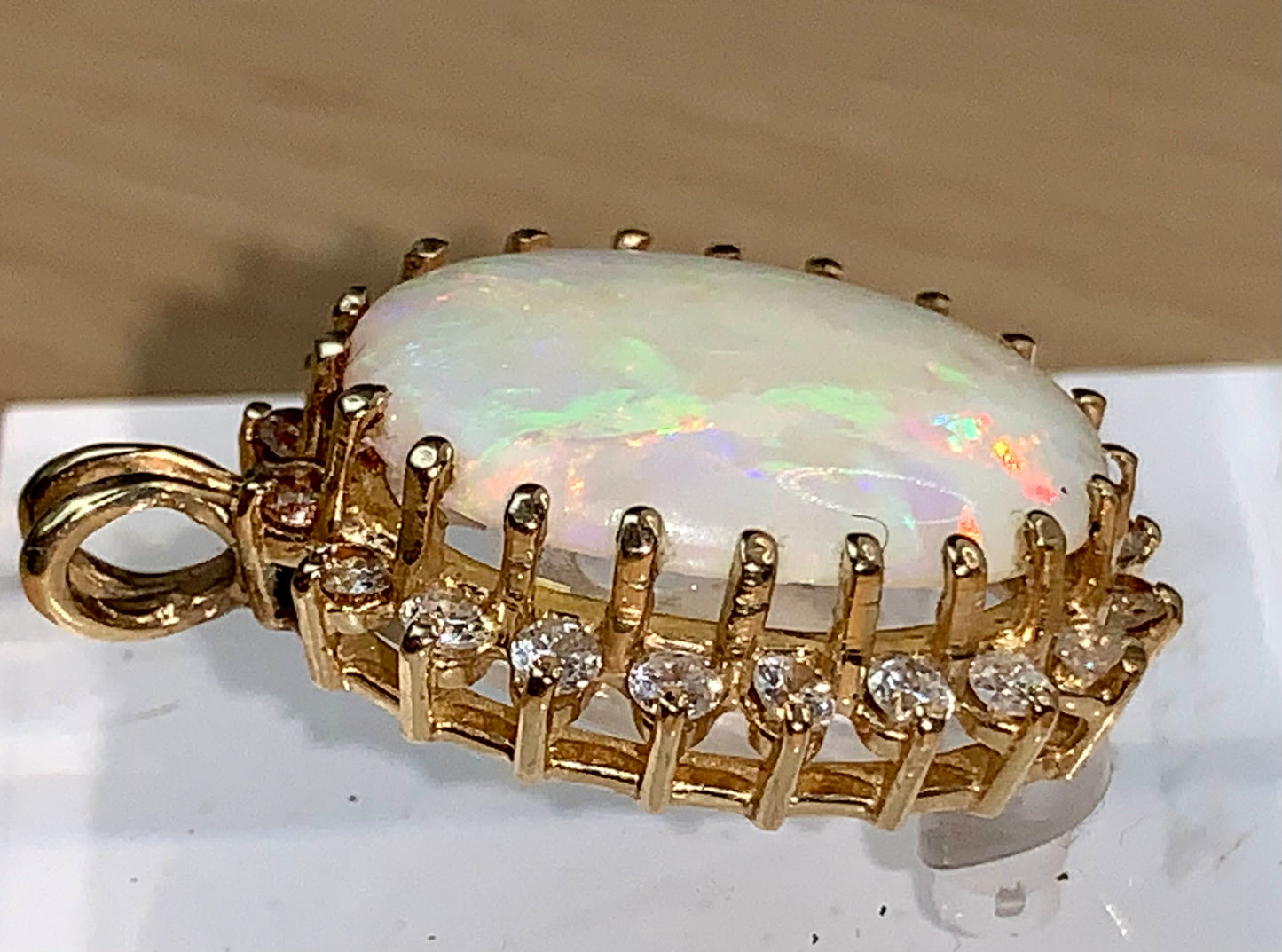 Opal & Diamond Cluster Pendant