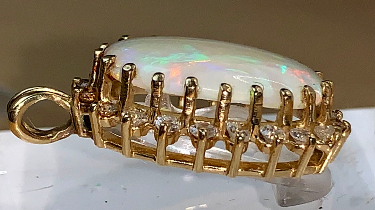 Opal & Diamond Cluster Pendant