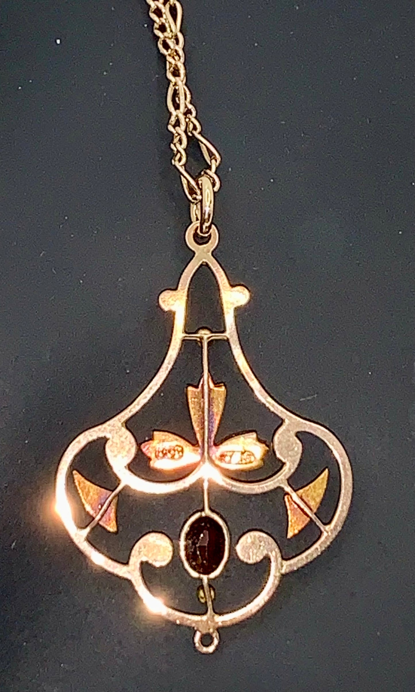 Art Nouveau Amethyst & Seed Pearl Pendant