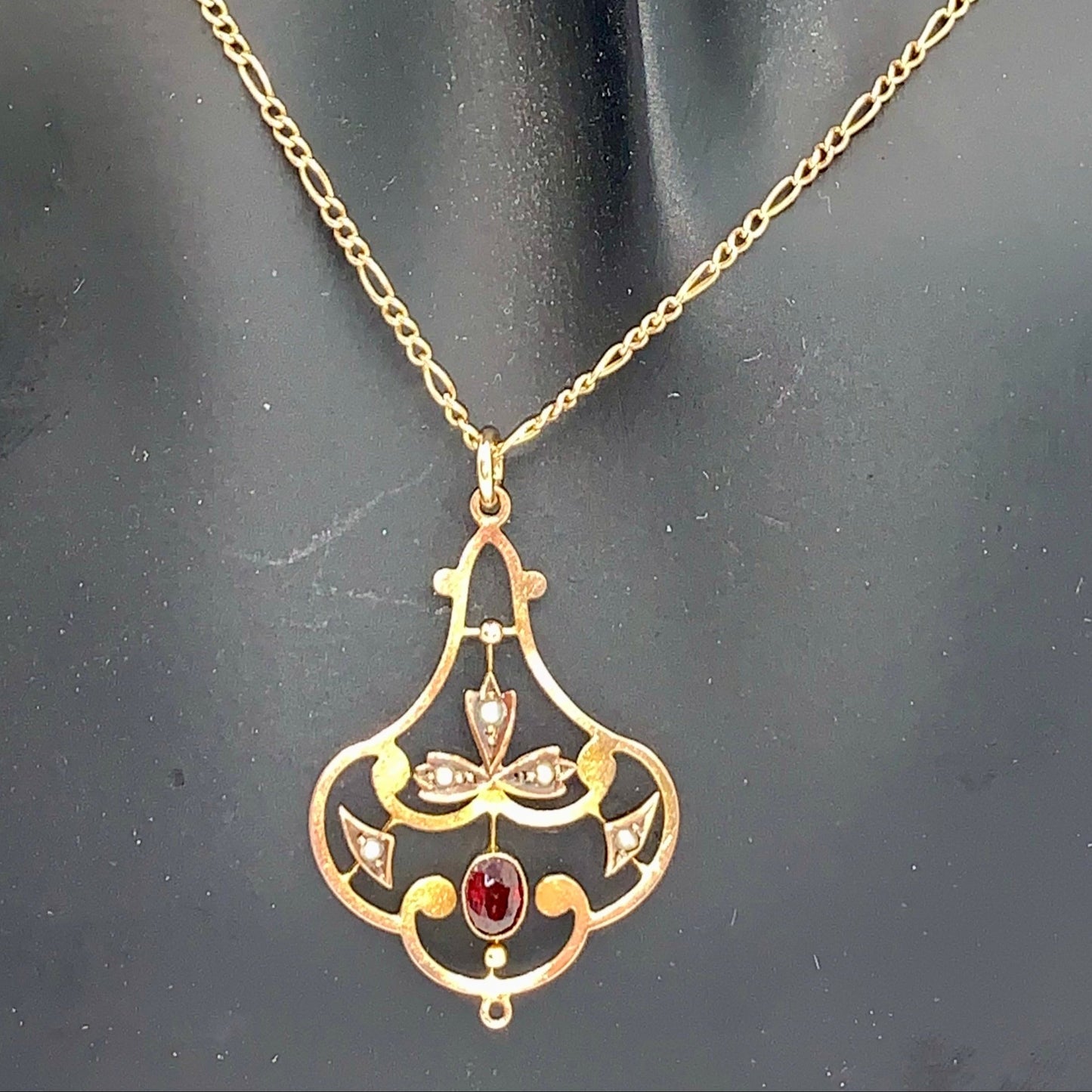 Art Nouveau Amethyst & Seed Pearl Pendant