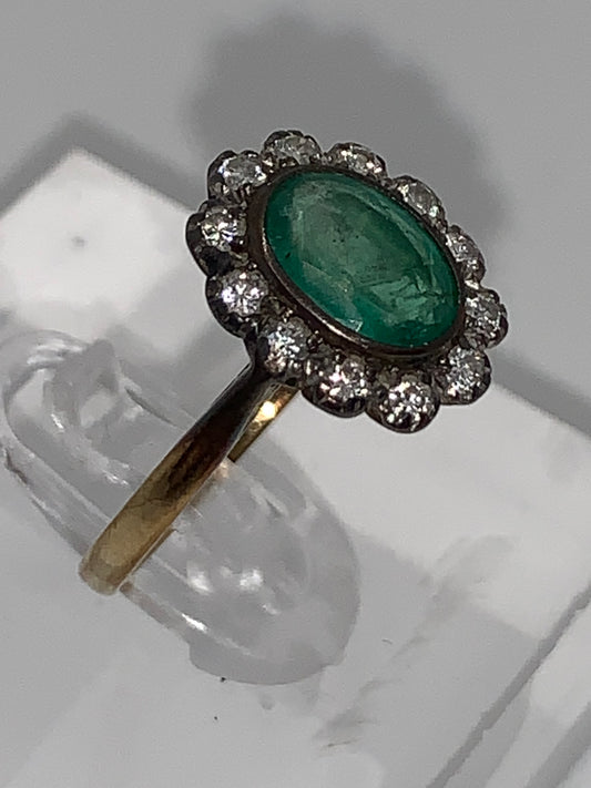 Emerald & Diamond Cluster Ring